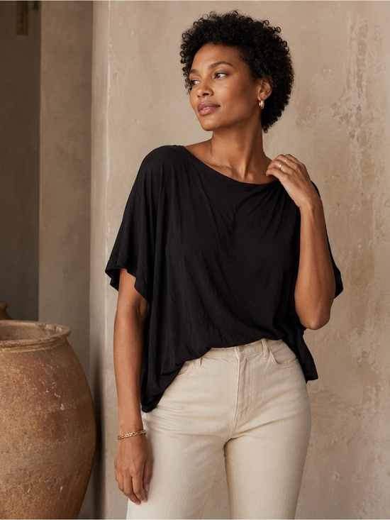 OAK + FORT Tops - OAK + FORT Black Batwing Shirt Size Small